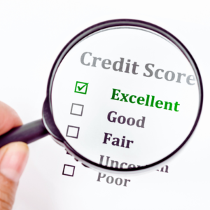 Improve your credit score in a magnifying glass